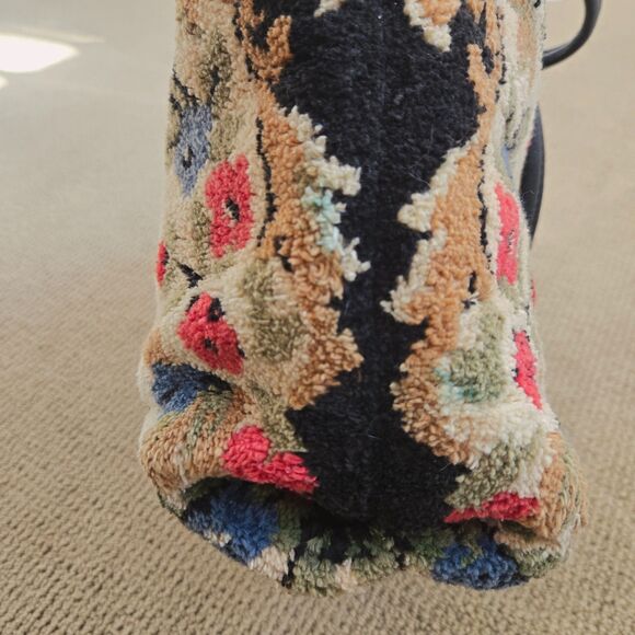 Vintage Bohemian Carpet Bag Overnight travel Handmade Bag Purse 2 handle 50s 60s - Picture 9 of 10